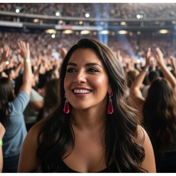 Vintage Red Glass Dangle Earrings Faceted Drop Clip-On Gold Tone 1950s Style - Picture 2 of 9